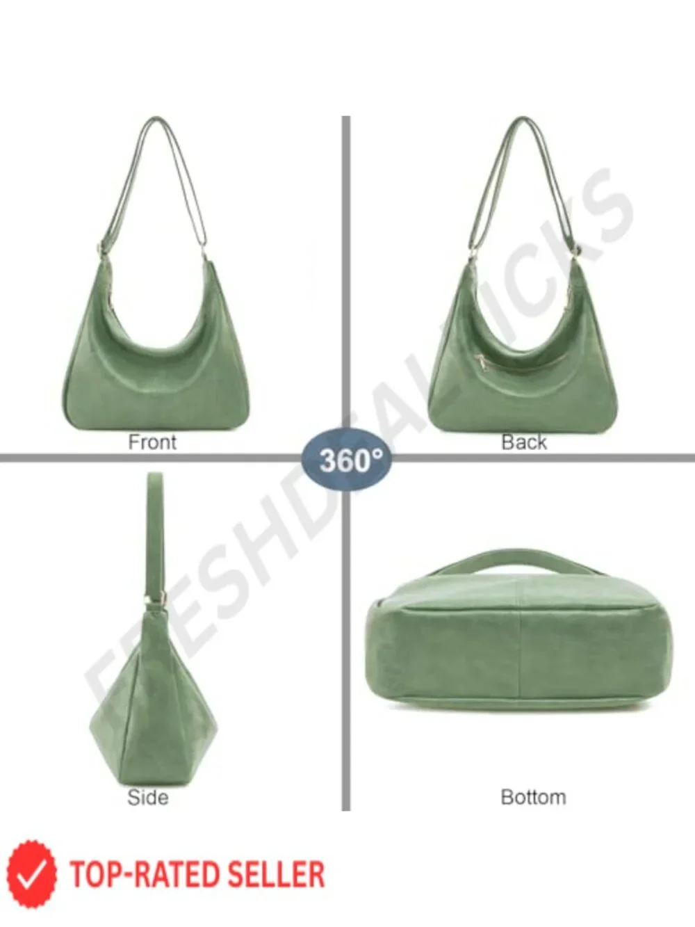 Foldable Vegan Leather Hobo Bag Crossbody Shoulder Purse Large Capacity